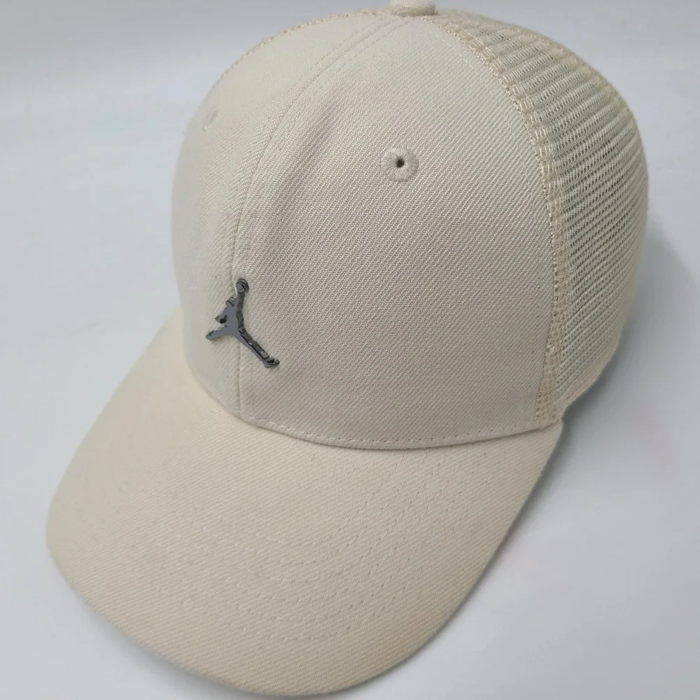 Kids Jordan Hat Snapback Trucker Mesh Beige Black Air Jumpman Metal Logo Boys